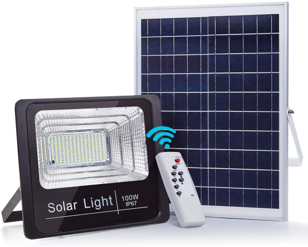 Luz solar LED de 100 W, luz solar de seguridad al amanecer con ...